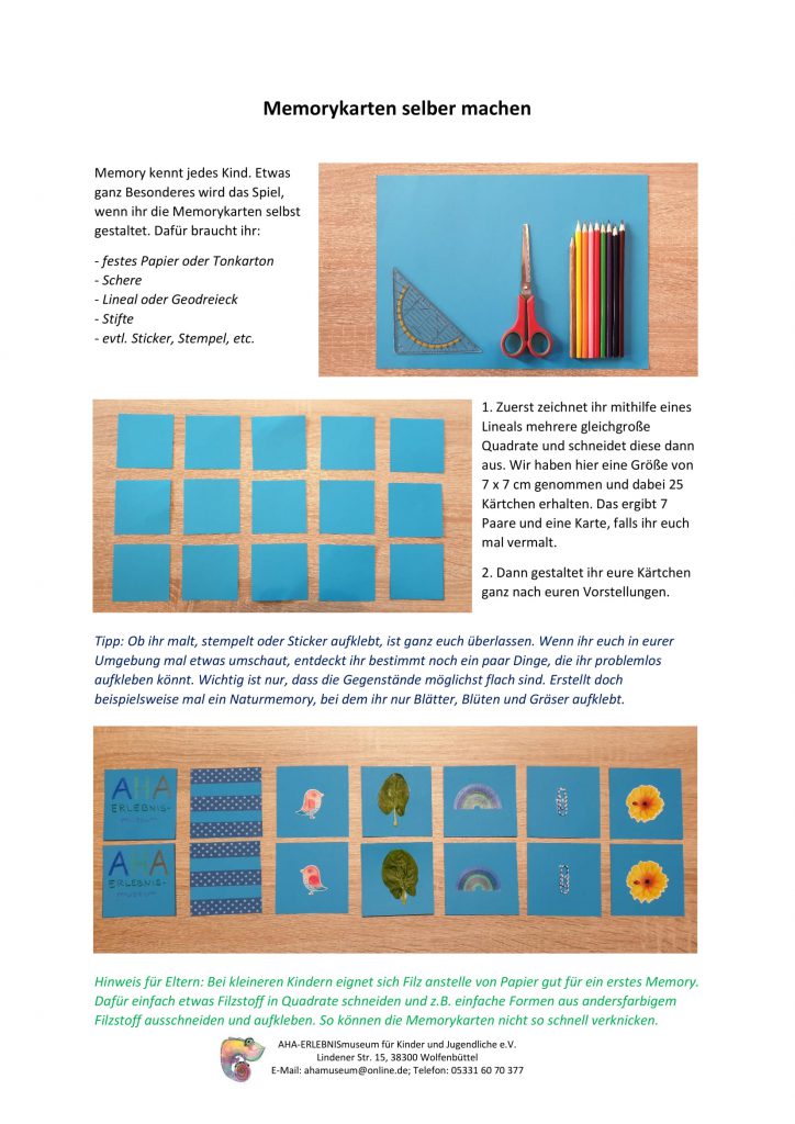 Memorykarten Selbst Gemacht Aha Erlebnismuseum Fur Kinder Und Jugendliche E V