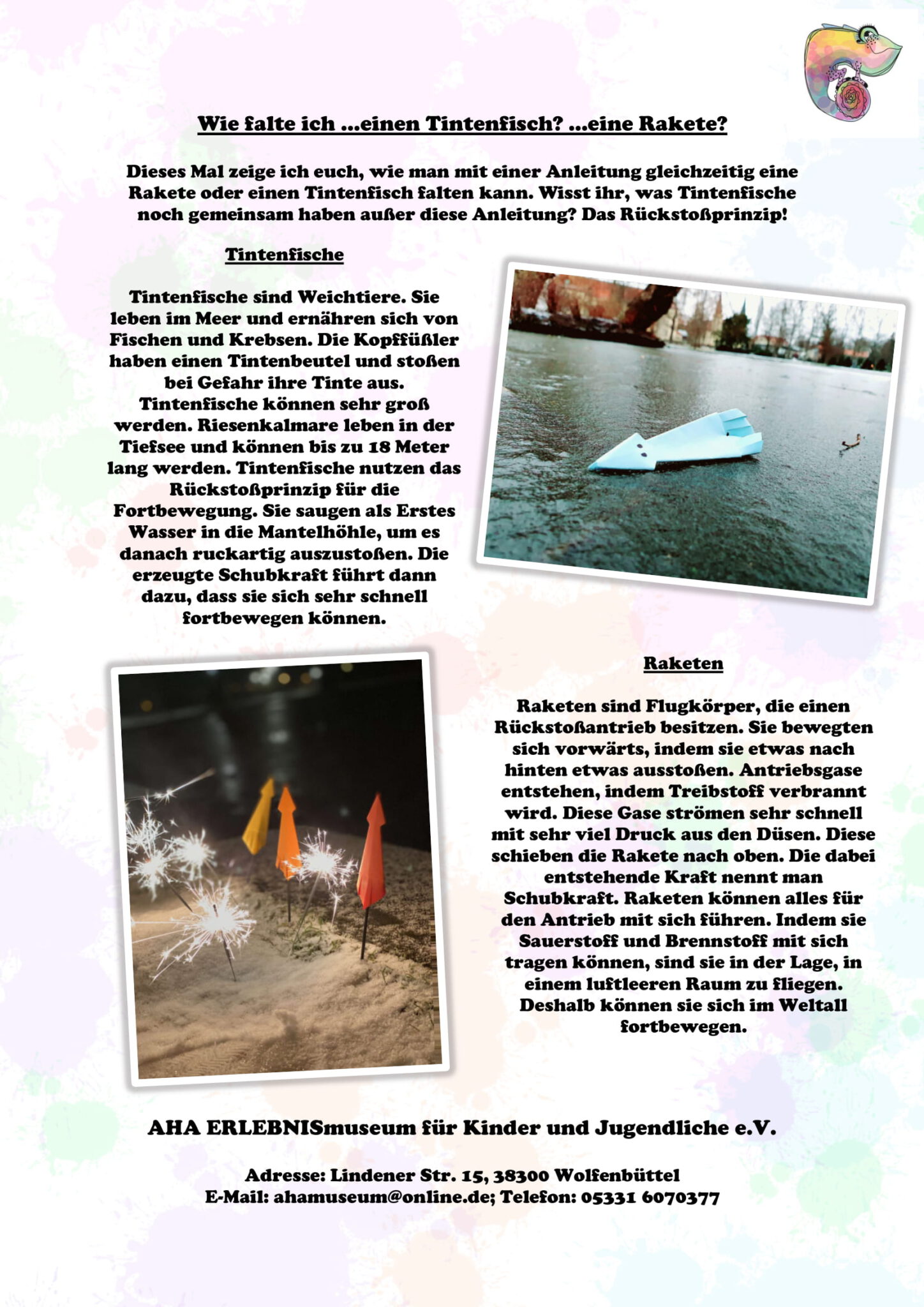 Tintenfisch und RaketenOrigami AHAERLEBNISmuseum für Kinder und